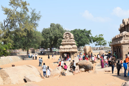 Unidentified people visit the famous Kolkata Archaeological Park.の写真素材