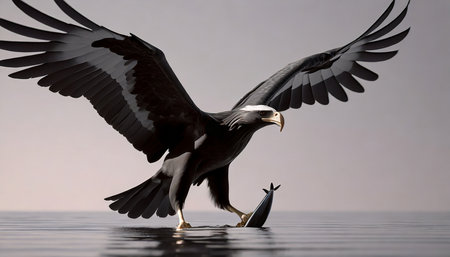 Bald Eagle (Haliaeetus leucocephalus) catching a fishの素材