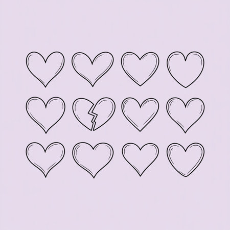 Vector hand drawn doodle hearts set isolated on white background.のイラスト素材