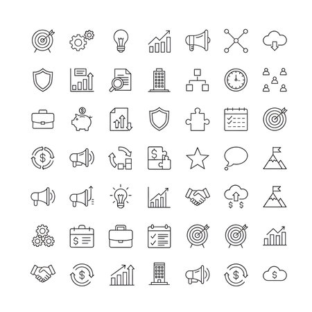 Set of vector line icons of business and finance for modern concepts, web and apps.のイラスト素材