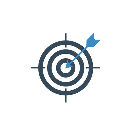 Target icon in flat style. Goal vector illustration on white isolated background. Success business concept.のイラスト素材
