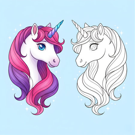 Unicorn. Vector illustration on a blue background. For your designのイラスト素材