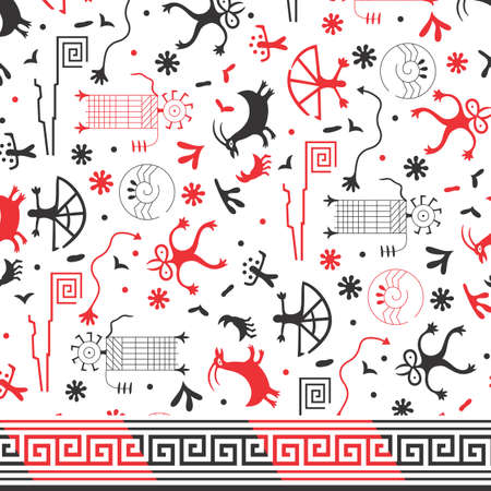 animals and human wall artのイラスト素材