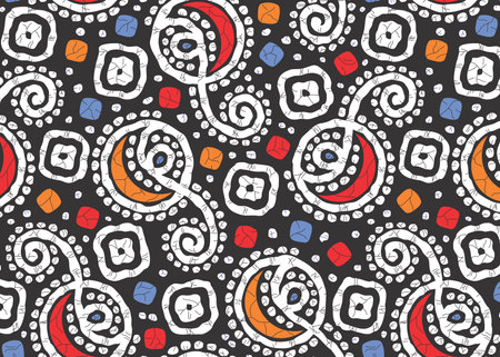 Seamless pattern with abstract hand drawn elements. Vector illustration.のイラスト素材