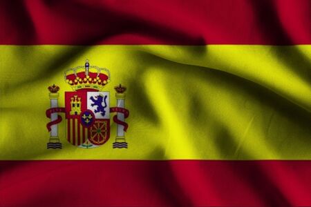 Flag of Spain. Flag has a detailed realistic fabric texture.の写真素材