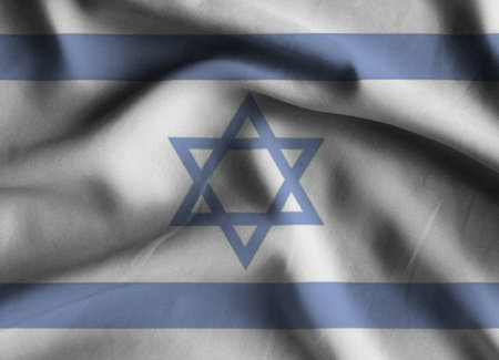 Flag of Israel. Flag has a detailed realistic fabric texture.の写真素材