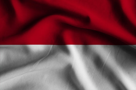 Flag of Monaco.Flag has a detailed realistic fabric texture.の写真素材