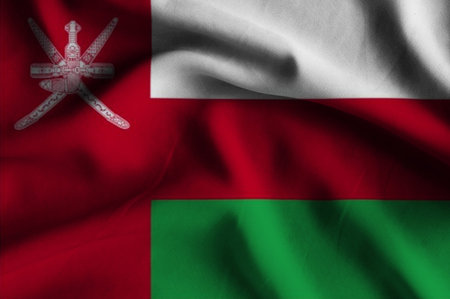 Flag of Oman. Flag has a detailed realistic fabric texture.の写真素材