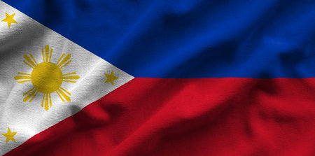 Flag of Philippines. Flag has a detailed realistic fabric texture.