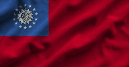 Flag of Burma. Flag has a detailed realistic fabric texture.