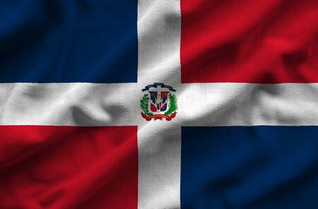 Flag of Dominican. Flag has a detailed realistic fabric texture.の写真素材
