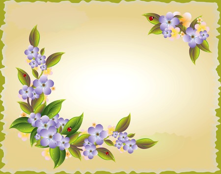 vintage illustration with the violet  flowersのイラスト素材
