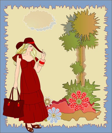 walking ladyのイラスト素材