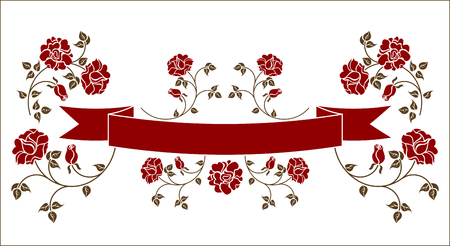 Ribbon with roses. Please check my portfolio for an other versions のイラスト素材