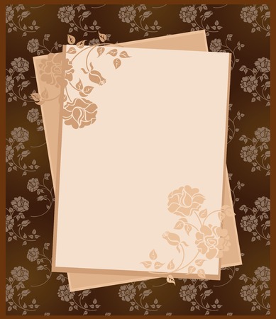 vintage paper over floral backgroundのイラスト素材