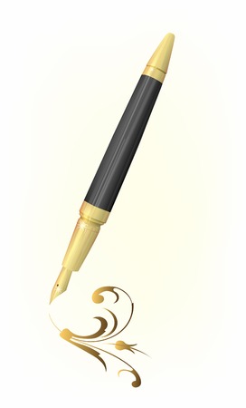 vintage golden pen drawing arabesqueのイラスト素材