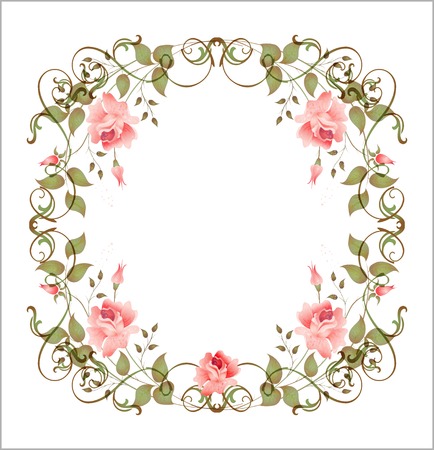  vintage floral frameのイラスト素材