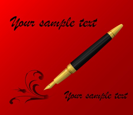 vintage pen and paper over redのイラスト素材