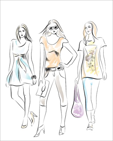 fashion girlsのイラスト素材