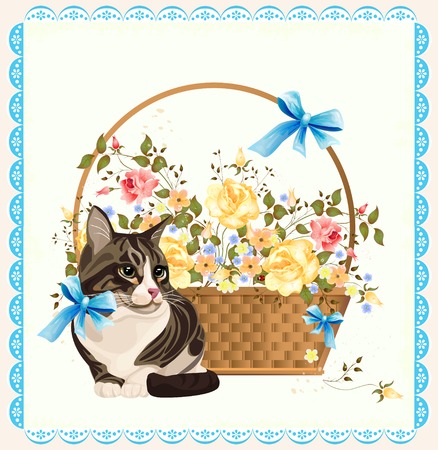 Vintage illustration of  the catのイラスト素材
