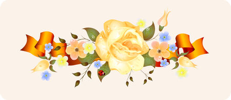 vintage flowers with ribbonのイラスト素材