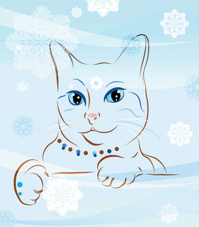  cat and snowflakesのイラスト素材