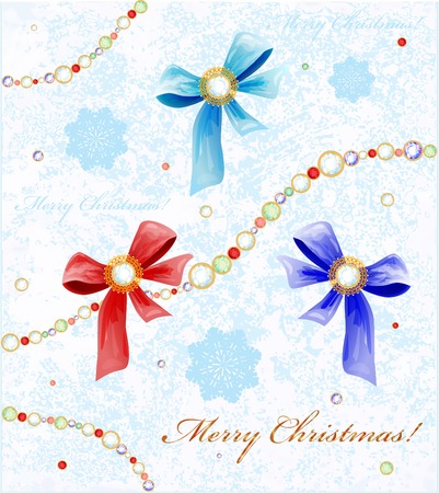 Christmas background with diamonds, bows and snowflakesのイラスト素材