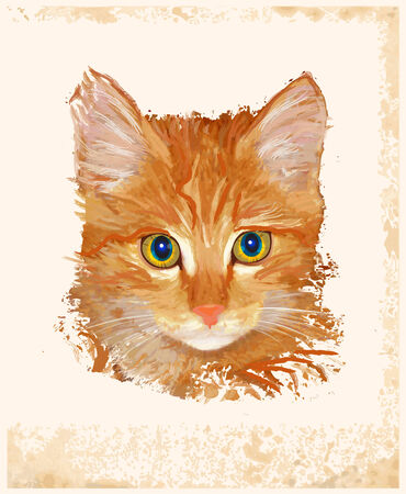 vintage portrait of ginger catのイラスト素材