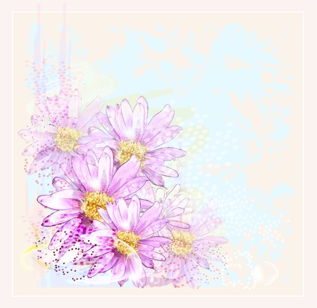 pink flowers with dew dropsのイラスト素材