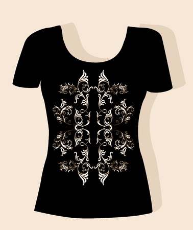 t-shirt design  with  vintage floral elementのイラスト素材