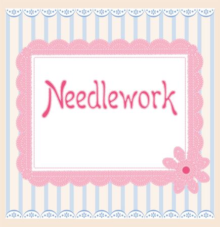 vintage lacy frame on the stripped backgroundのイラスト素材