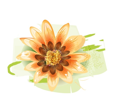 yellow flower with dew dropsのイラスト素材