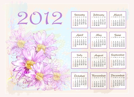 calendar 2012  with pink flowers のイラスト素材