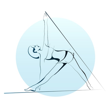 outline illustration of girl doing yoga exerciseのイラスト素材