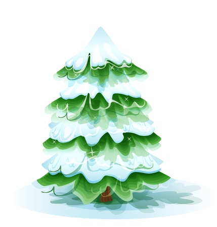 Christmas tree covered with deep snowのイラスト素材