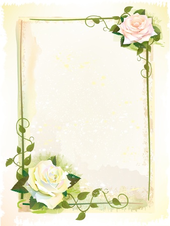 Old style  frame with roses  Imitation of watercolor paintingのイラスト素材