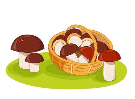 Wicker basket with mushroomsのイラスト素材