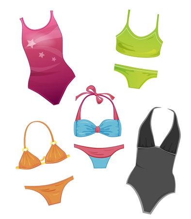 set of the swimsuits for girlsのイラスト素材