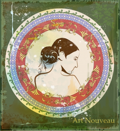 portrait of beautiful girl in art nouveau styleのイラスト素材