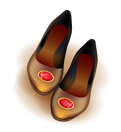 ballets flats shoes with red brooch  のイラスト素材
