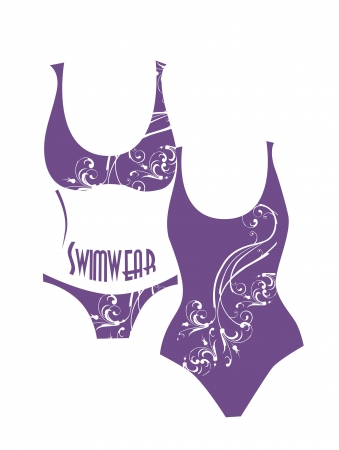 silhouette of bikini with floral designのイラスト素材