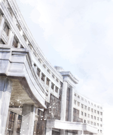 watercolor illustration of city scapeのイラスト素材