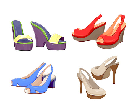 fashion collection of girls shoes.のイラスト素材