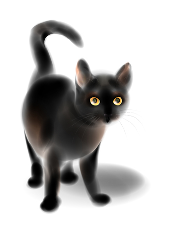 Black kitten. Cat for Halloween design.  Imitation of watercolor painting.のイラスト素材