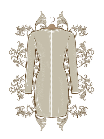 fashion dress  with ofloral design. Trendy outfit.のイラスト素材