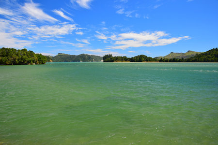 The beautiful Whanganui Inlet is a marine and wildlife reserve. New Zealand, South Island.の写真素材