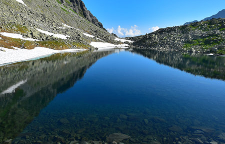 Lake Velke Zabie pleso in the High Tatra Mountains. Slovakia.