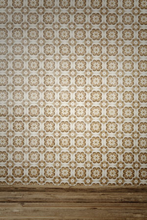 Old fashioned wallpaper in empty room, studioの写真素材