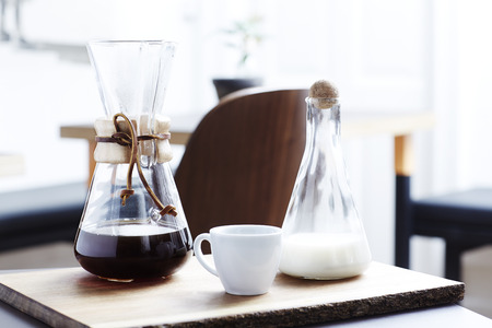 Breakfast coffee in elegant glasswareの写真素材