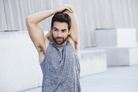 Man stretching before exerciseの写真素材